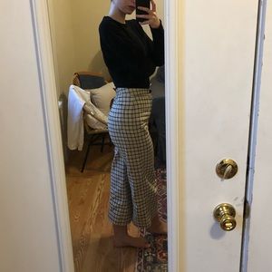 Madewell Wide Leg Crop Grid Pants